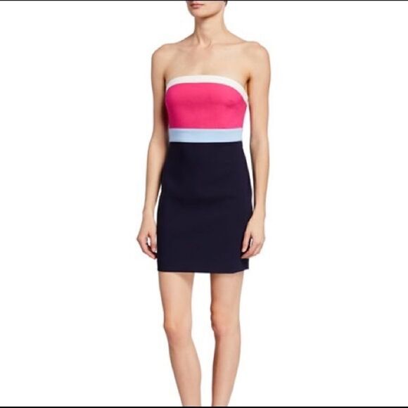 Revolve Likely Marena Tube Mini Strapless Bodycon Dress in Pink Navy Colorblock - Picture 2 of 13